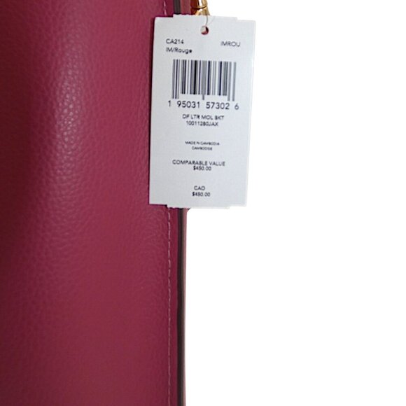 NWT Coach Mollie Bucket Bag Rouge Pink Leather Quiet Luxury Convertible Tote - Picture 9 of 14